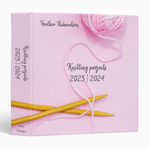 Yarn knitting projects handmade personalizable   3 ring binder