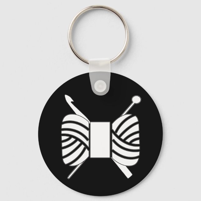 Yarn Logo Knit Crochet {Dark} Keychain (Front)