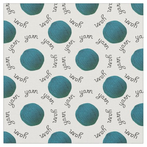 Yarn Print  Teal Yarn Balls Pattern Fabric