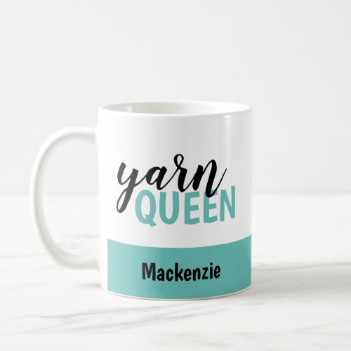 Yarn Queen Teal Personalized Coffee Mug