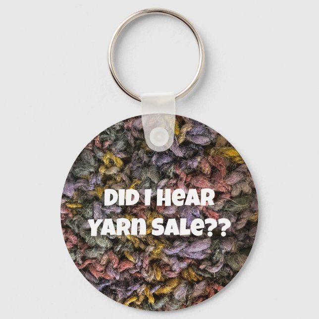 Yarn Sale Knit Crochet Blue Purple Funny  Keychain (Front)