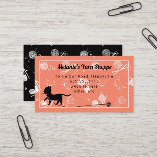Yarn Shop Cat Knitting Business Card