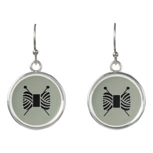 Yarn Skein & Knitting Needles Crafts Earrings