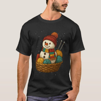 Yarn Snowman Knitting Crafting Crocheting Quilter T-Shirt