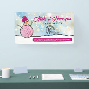 Yarn snowman knitting crochet homespun craft show banner