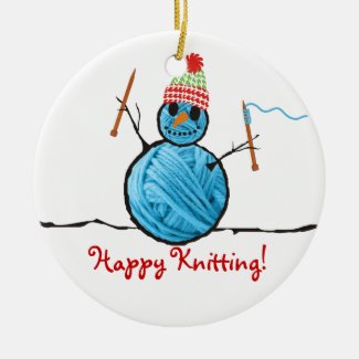 Yarn snowman knitting needles Christmas tree