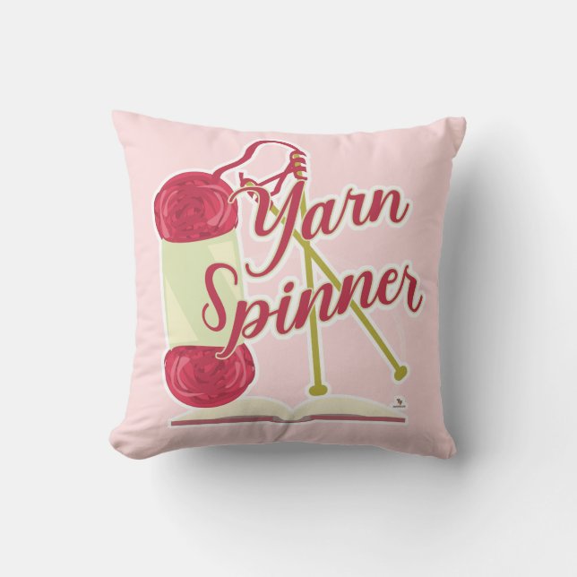  Yarn Spinner Storyteller Cute Author Cartoon Throw Pillow (Front)