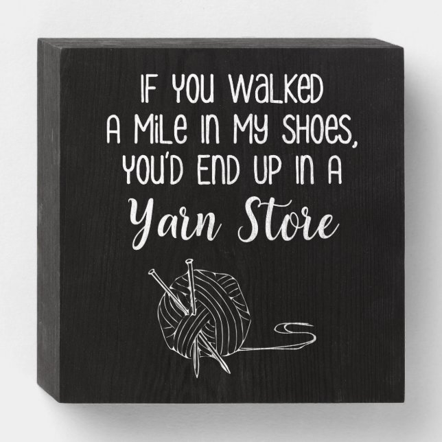 Yarn Store Funny Knitting & Crochet Wooden Box Sign (Front Horizontal)