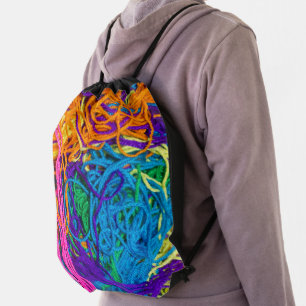 Yarn Tangles Colorful Crochet Knitting Photography Drawstring Bag