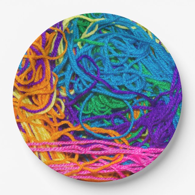 Yarn Tangles Crocheting and Knitting Photography Paper Plates (Front)