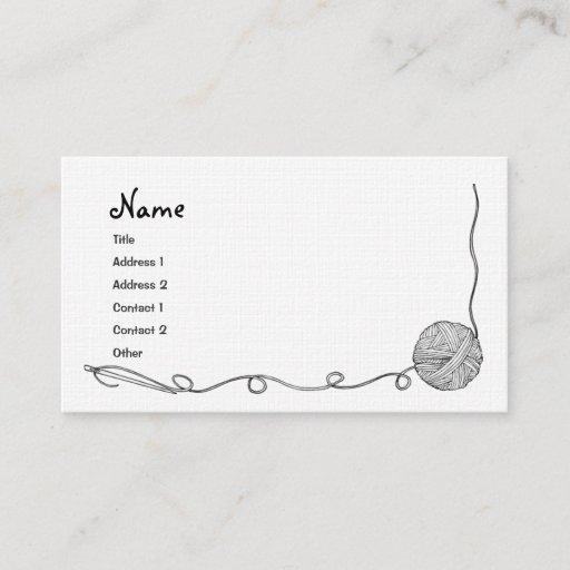 Customizable yarn, thred, &amp; needle graphics business card