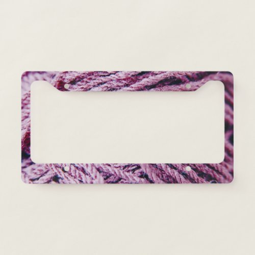 Yarn threads close_up photo custom license plate frame