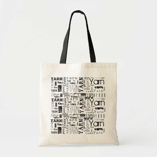 YARN! Typography Black Text Tote Bag (Front)