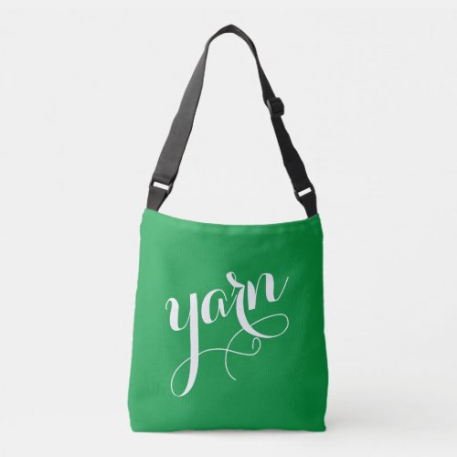 YARN Typography Green White Calligraphy  Crossbody Bag