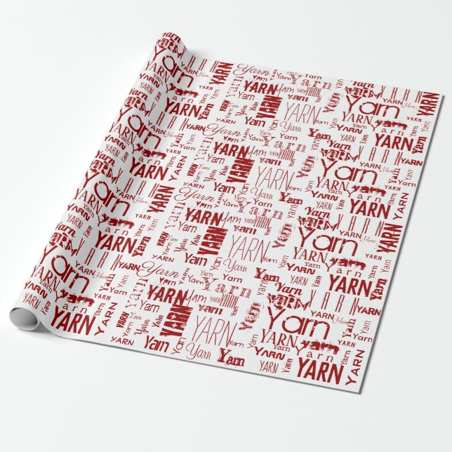 YARN! Typography Knitting Word Cloud Wrapping Pape Wrapping Paper (Unrolled)