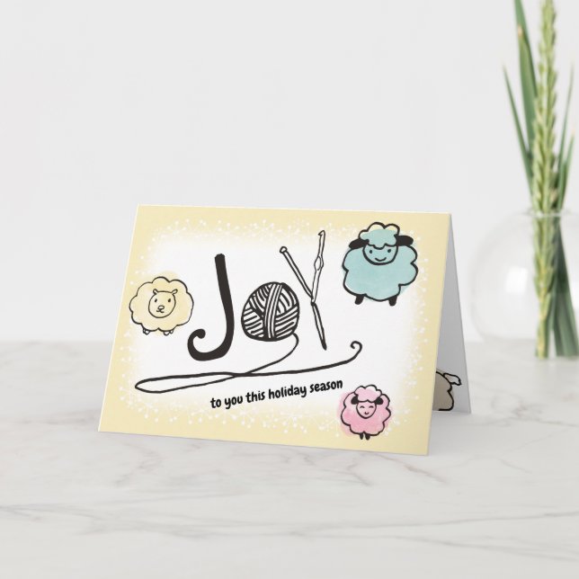 Yarn wool sheep knitting crochet Christmas Card (Front)
