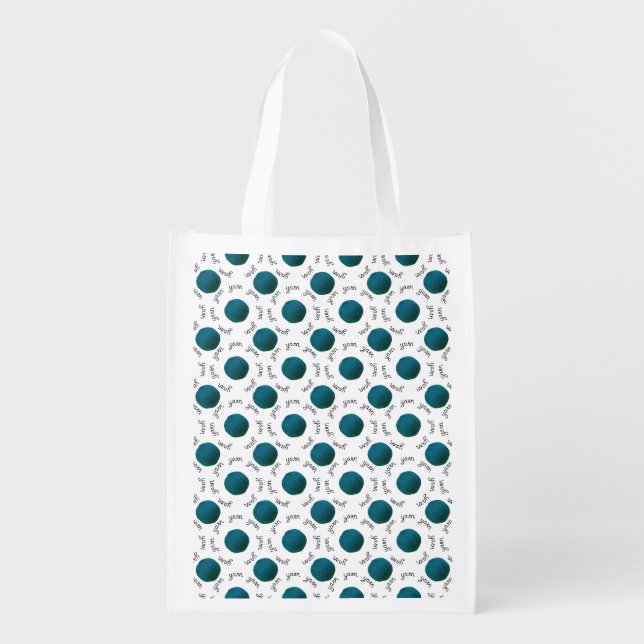 Yarn Yarn Yarn • Teal Yarn Ball Grocery Bag (Front)