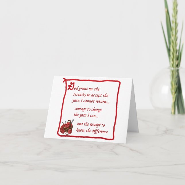 Yarnaholic notecard (Front)