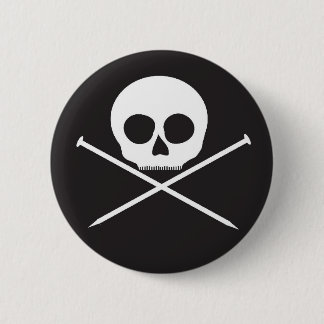 YarnCore Skull and Cross Needles Pinback Button