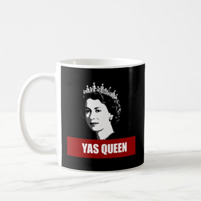 Yas Queen Elizabeth Ii English British Crown Fun Coffee Mug (Left)