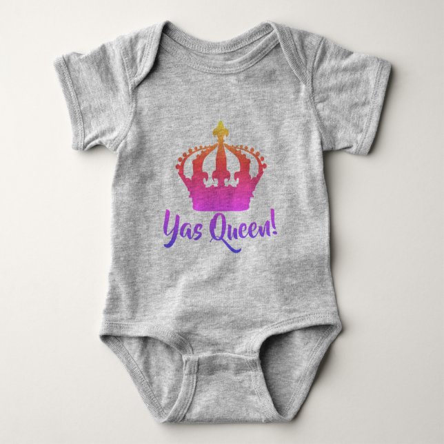 Yas Queen!  Rainbow color Baby style Bodysuit (Front)