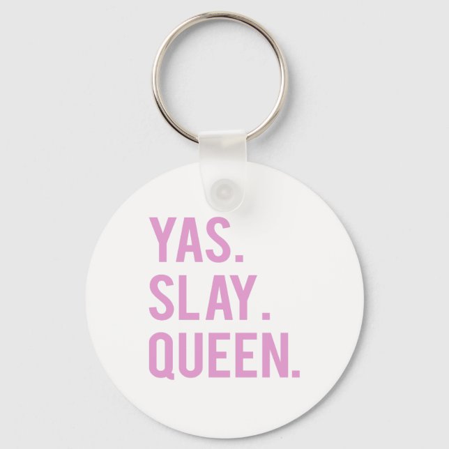 Yas Slay Queen Pink Print Keychain (Front)