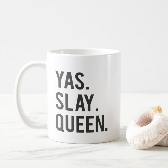 Yas Slay Queen Print Coffee Mug (With Donut)