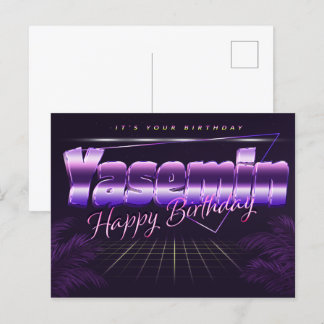 Yasemin name First name purple postcard birthday