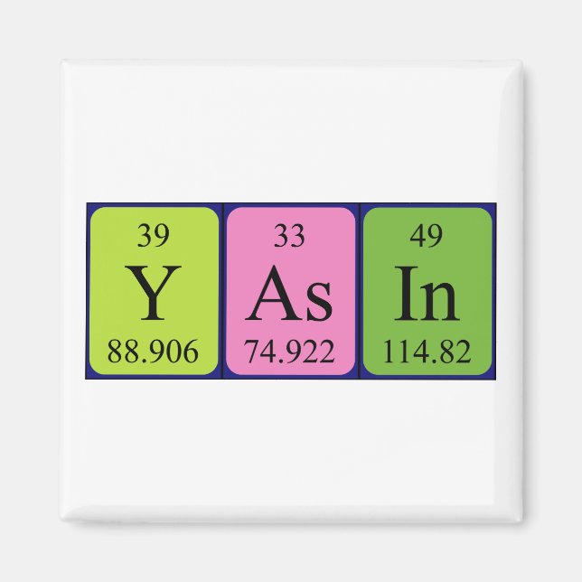 Yasin periodic table name magnet (Front)