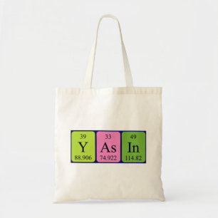 Yasin periodic table name tote bag