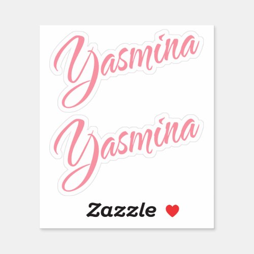Yasmina name pink cursive x2 sticker