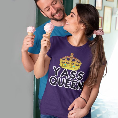 Yass Queen Gold Crown Princess Yas Kween Dark T_Shirt