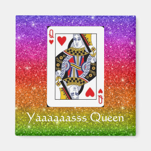 Yassss Queen Rainbow Glitter Magnet