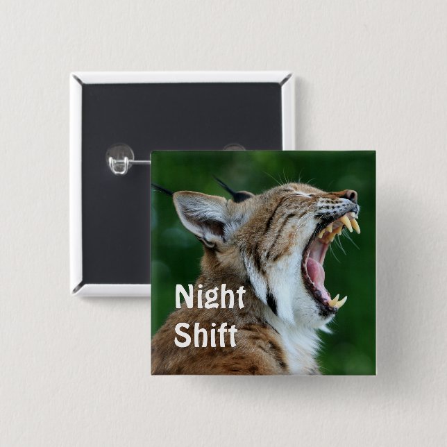 Yawning Bobcat Button (Front & Back)