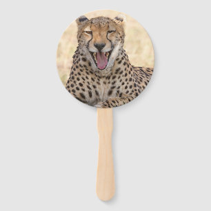 Yawning Cheetah Hand Fan