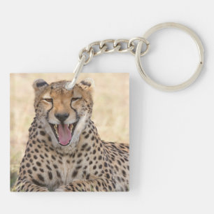 Yawning Cheetah Keychain