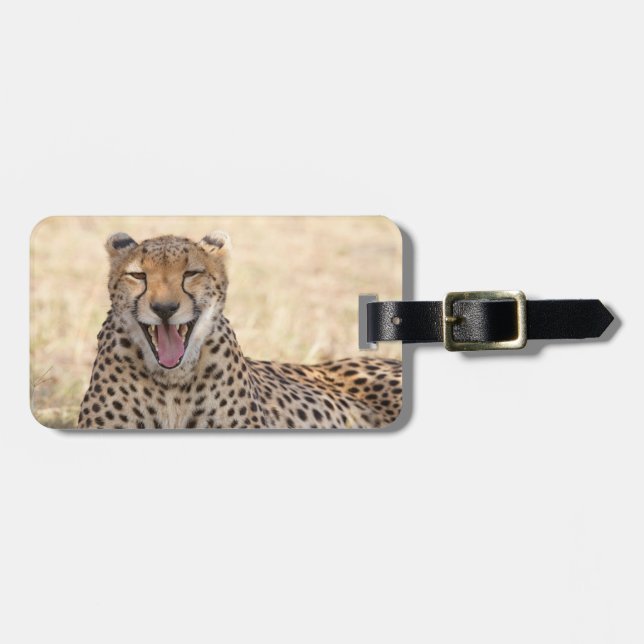 Yawning Cheetah Luggage Tag (Front Horizontal)