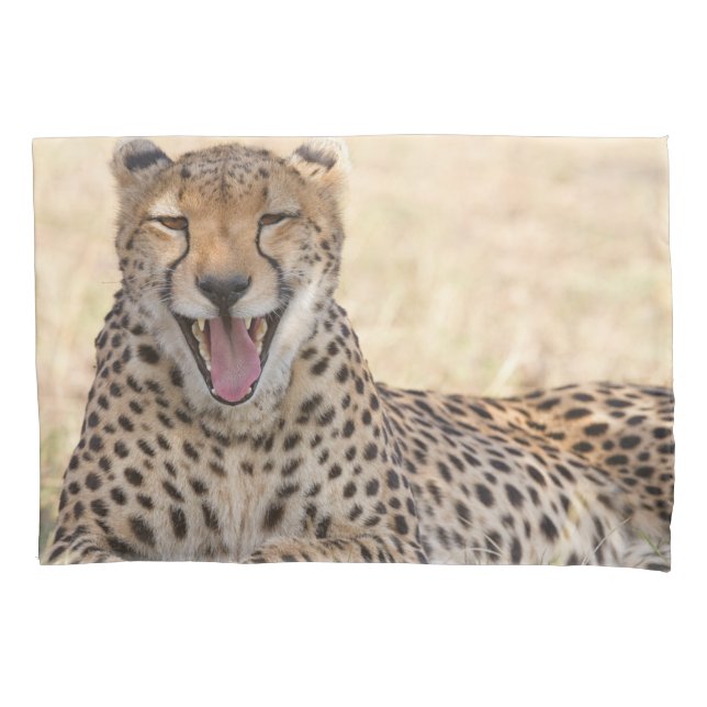 Yawning Cheetah Pillow Case (Front)