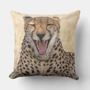 Yawning Cheetah Throw Pillow