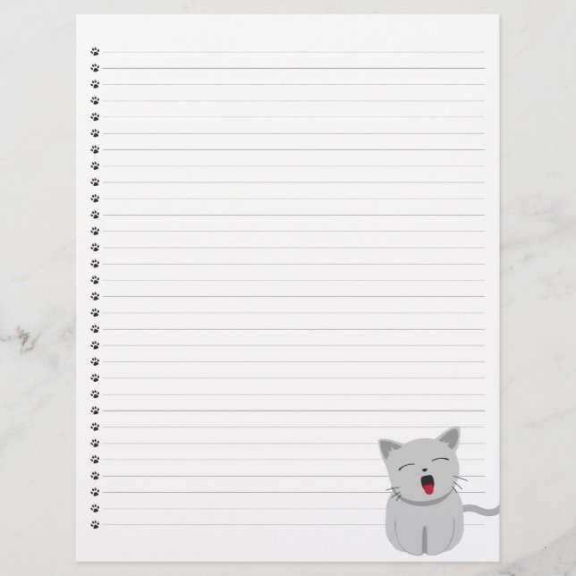 Yawning Kitty Lined Letterhead (Front)