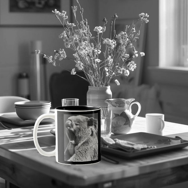 Yawning Koala-funny quote Two-Tone Coffee Mug (Creator Uploaded)