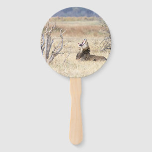 Yawning lion hand fan