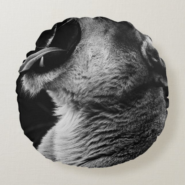 yawning lion round pillow (Front)