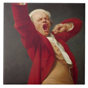 Yawning Man (Self-Portrait) (by Joseph Ducreux) Ceramic Tile