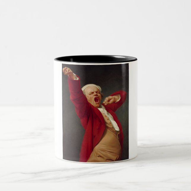 Yawning Man (Self-Portrait) (by Joseph Ducreux) Two-Tone Coffee Mug (Center)