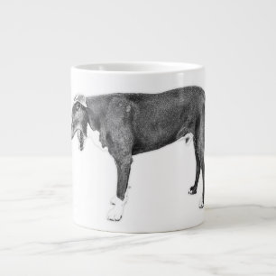 Yawning Side View—Pitbull Mix Monochrome Giant Coffee Mug