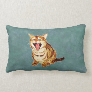 Yawning Tabby in Pastel Pencil Sketch Lumbar Pillow