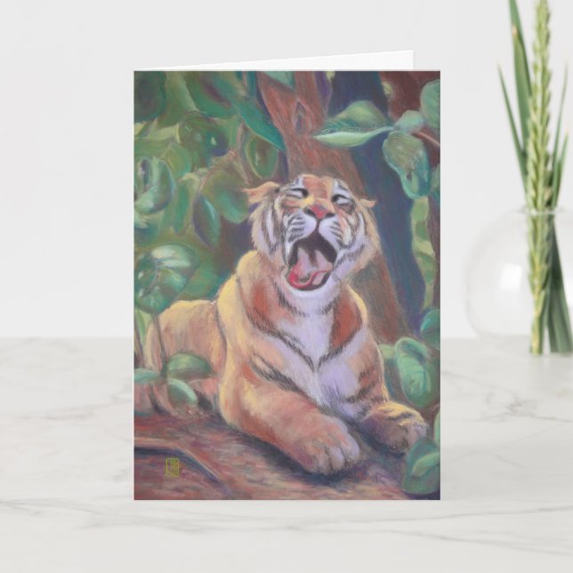 Yawning Tiger Happy Birthday Card (Front)