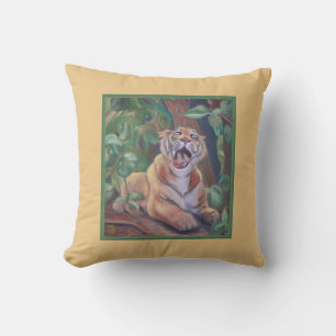Yawning Tiger Throw Pillow