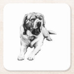 Yawns at the Table Square Paper Coaster<br><div class="desc">Protect your surfaces with humor—this Labrador caught mid-yawn becomes a lighthearted centerpiece. Grain-rich detail makes it feel like a fine print in miniature.</div>
